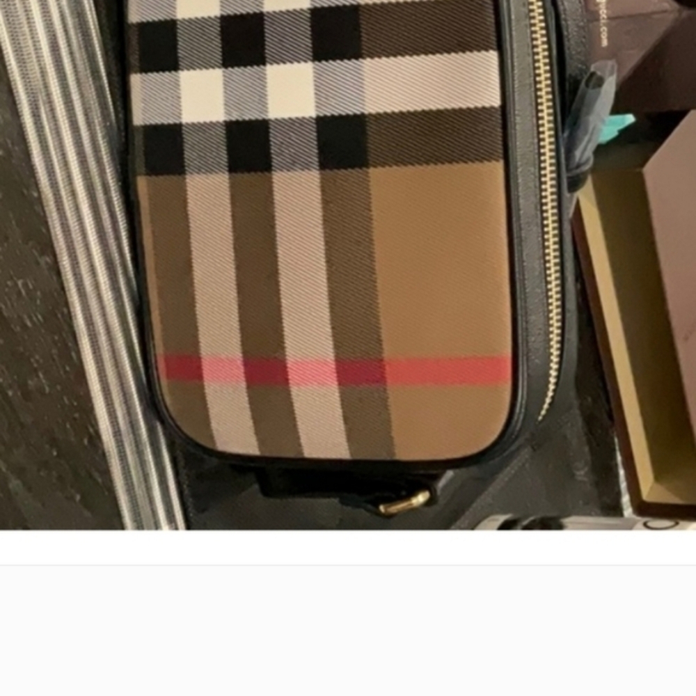 Burberry Check Canvas and Black Leather Briefcase - Picture 6 of 7